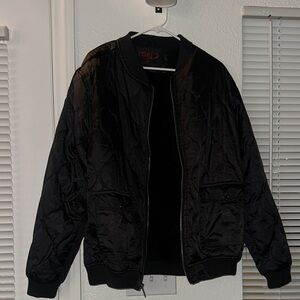 Yoki Men's Black Quilted Bomber Jacket